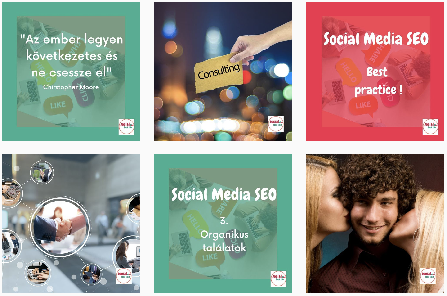 Social look like Insta bejegyzések